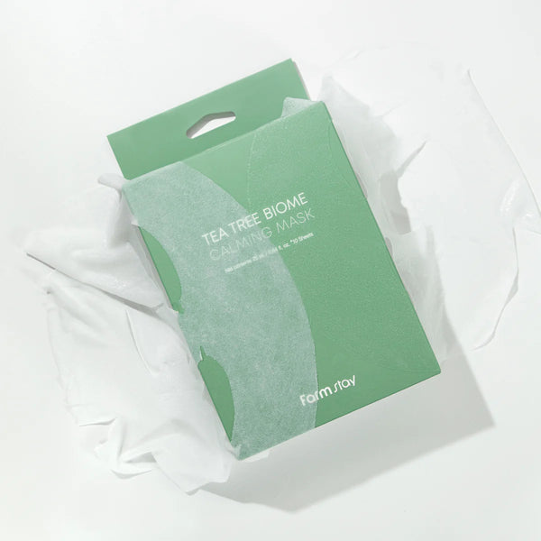Nomierinošā sejas maska ar tējas koka ekstraktu Farmstay Tea Tree Biome Calming Mask