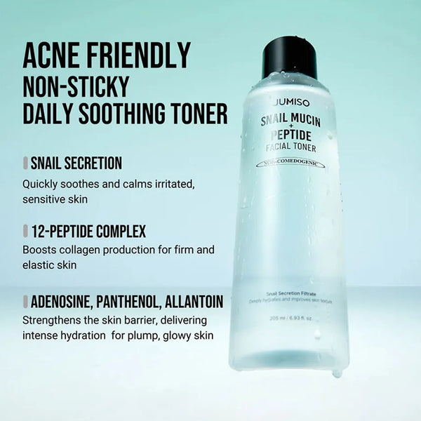 Mitrinošs toniks ar gliemežu mucīnu Jumiso Snail Mucin + Peptide Facial Toner