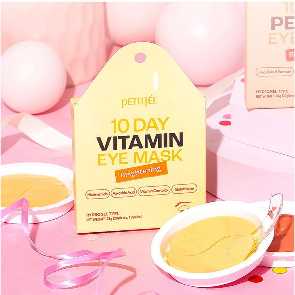 Ādu atsvaidzinoši hidrogela spilventiņi Petitfee 10 Day Vitamin Eye Masks Brightening
