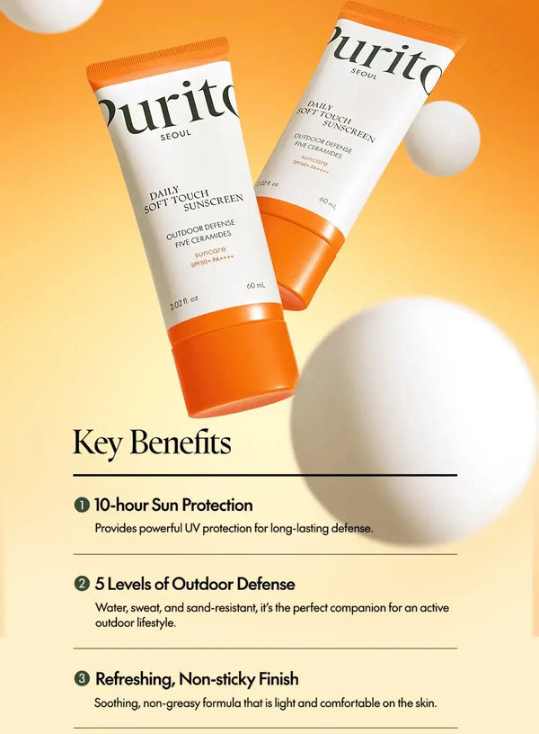 Saules aizsargkrēms ar jaunās paaudzes filtriem Purito Daily Soft Touch Sunscreen SPF50+ PA++++