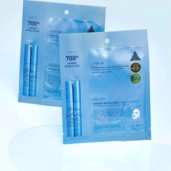 Mitrinoša divpakāpju maska ar mikroadatām VT Cosmetics Hydrop Reedle Shot 700hL 2-Step Mask