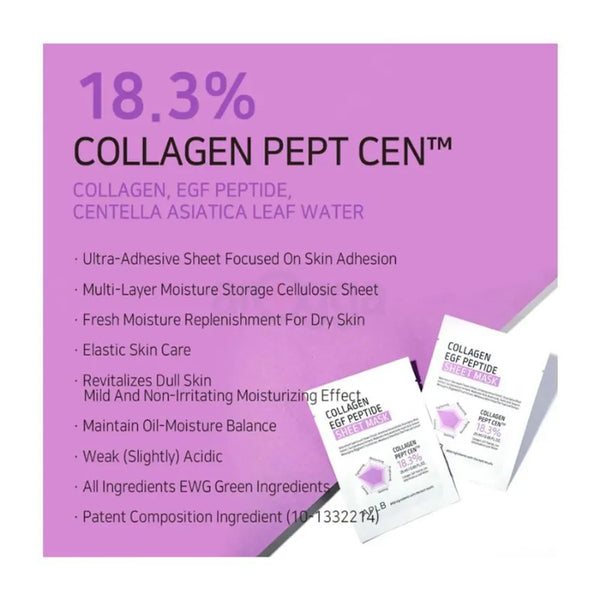 Atjaunojoša sejas maska ar kolagēnu un peptīdiem APLB Collagen EGF Peptide Sheet Mask