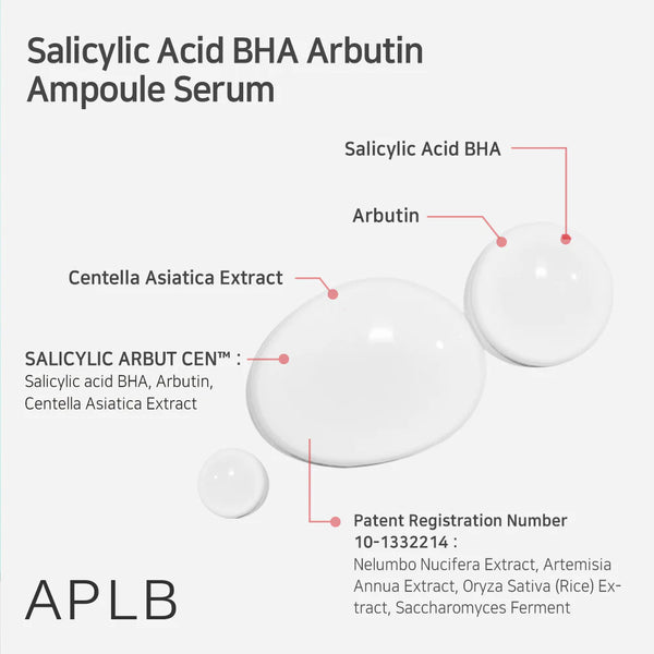 Izgaismojošs sejas serums ar salicilskābi un arbutīnu APLB Salicylic Acid BHA Arbutin Ampoule Serum