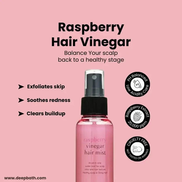 Izsmidzināmais līdzeklis spīduma piešķiršanai matiem ar etiķi A'pieu Raspberry Vinegar Hair Mist