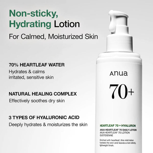Nomierinošs losjons sejai Anua Heartleaf 70% Daily Relief Lotion