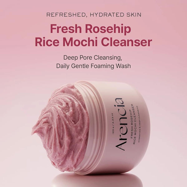 Sejas attīrošs līdzeklis ar mežrozīšu un kumelīšu ekstraktiem Arencia Fresh Rosehip Rice Mochi Cleanser