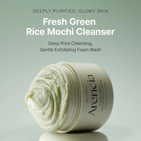 Attīrošs līdzeklis ar zaļo tēju un Āzijas centellu Arencia Fresh Green Rice Mochi Cleanser