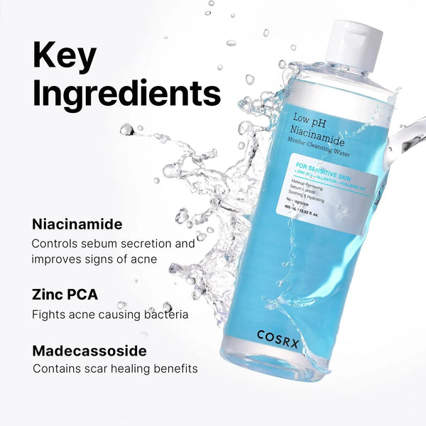 Micelārais ūdens ar niacinamīdu COSRX Low pH Niacinamide Micellar Cleansing Water