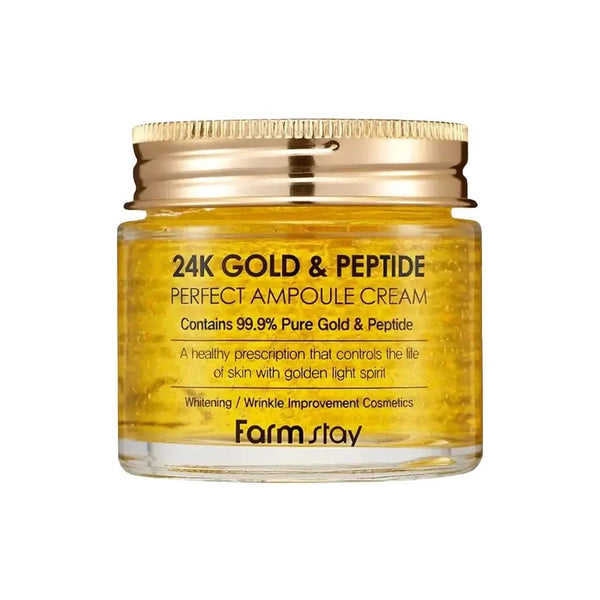 Ampulu krēms ar zeltu un peptīdiem FarmStay 24K Gold & Peptide Perfect Ampoule