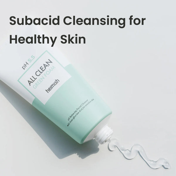 Vājskābju gels sejas mazgāšanai jutīgai ādai Heimish pH 5.5 All Clean Green Foam