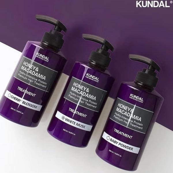 Atjaunojoša matu maska KUNDAL Honey & Macadamia Protein Treatment Baby Powder
