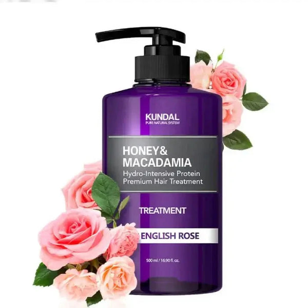 Matu Kopšanas Līdzeklis ar Angļu Rožu Aromātu KUNDAL Honey & Macadamia Treatment English Rose