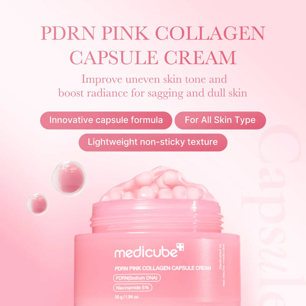 Kapsulu liftinga krēms ādas tvirtumam Medicube PDRN Pink Collagen Capsule Cream