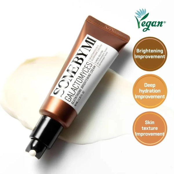 Balinošs krēms sejai pigmentācijas plankumu novēršanai SOME BY MI Galactomyces Glutathione Brightening Cream