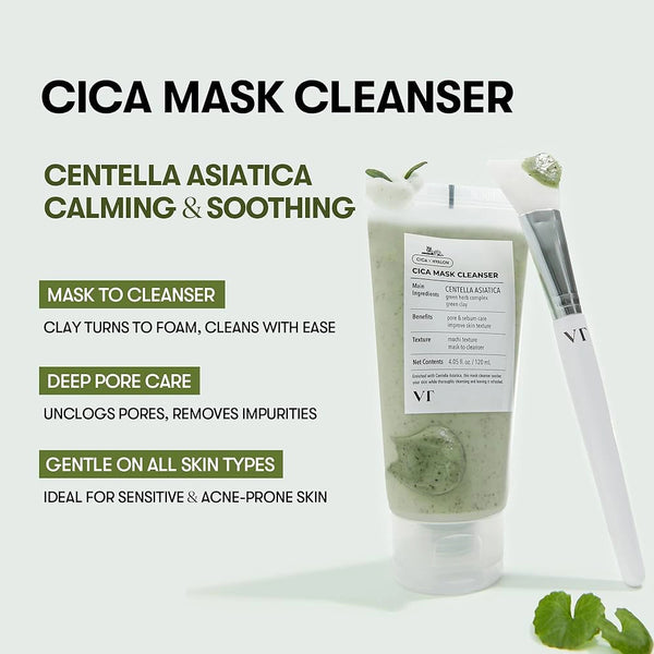 Attīroša maska-putas porām VT Cosmetics Cica Mask Cleanser