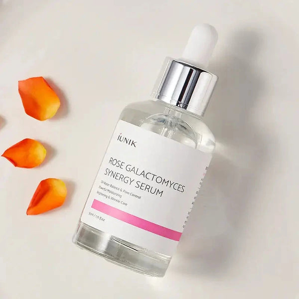 Serums ar rozi mirdzuma piešķiršanai ādai iUnik Rose Galactomyces Synergy Serum